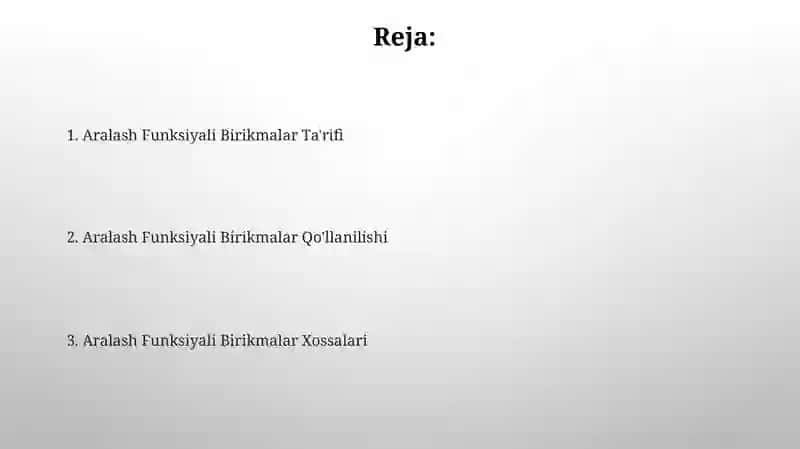 Aralash Funtsiyali Birikmalar 2