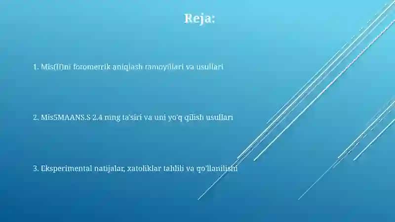 Mis5MAANS.S 2,4 ishtirokida fotometrik aniglash mavzusi bo'vicha 2