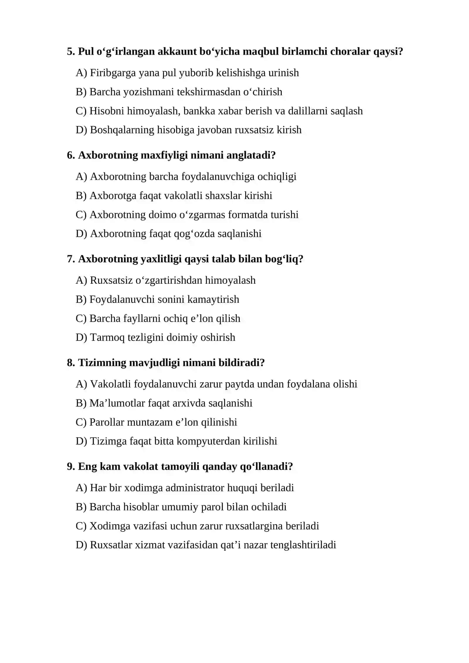 Raqamli asrda kiberjinoyat — TEST. 2