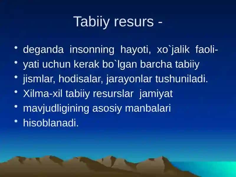 Tabiiy resurslar tasnifi 2