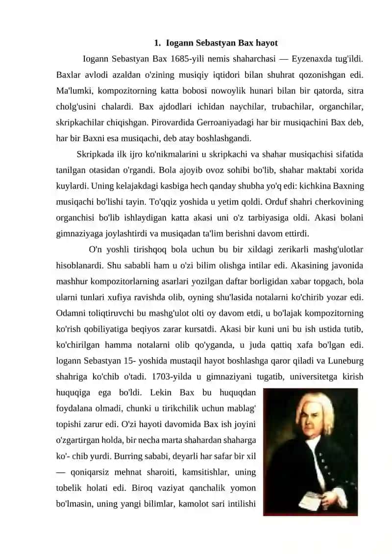 I.S.Bax ijodida Passion va koncherto grosso janrlari. Asarlaridan parchalar ijro etish 2