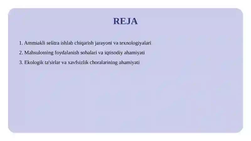 Ammiakli selitra ishlab chiqarish 2