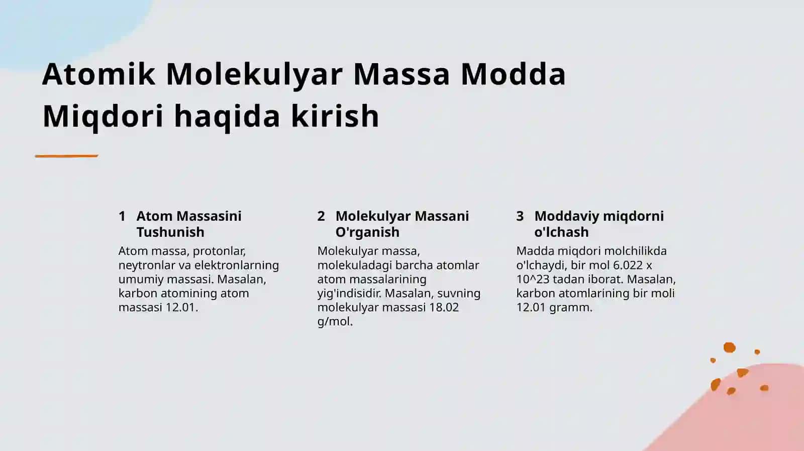 Atomik Molekulyar Massa Modda Miqdori 2