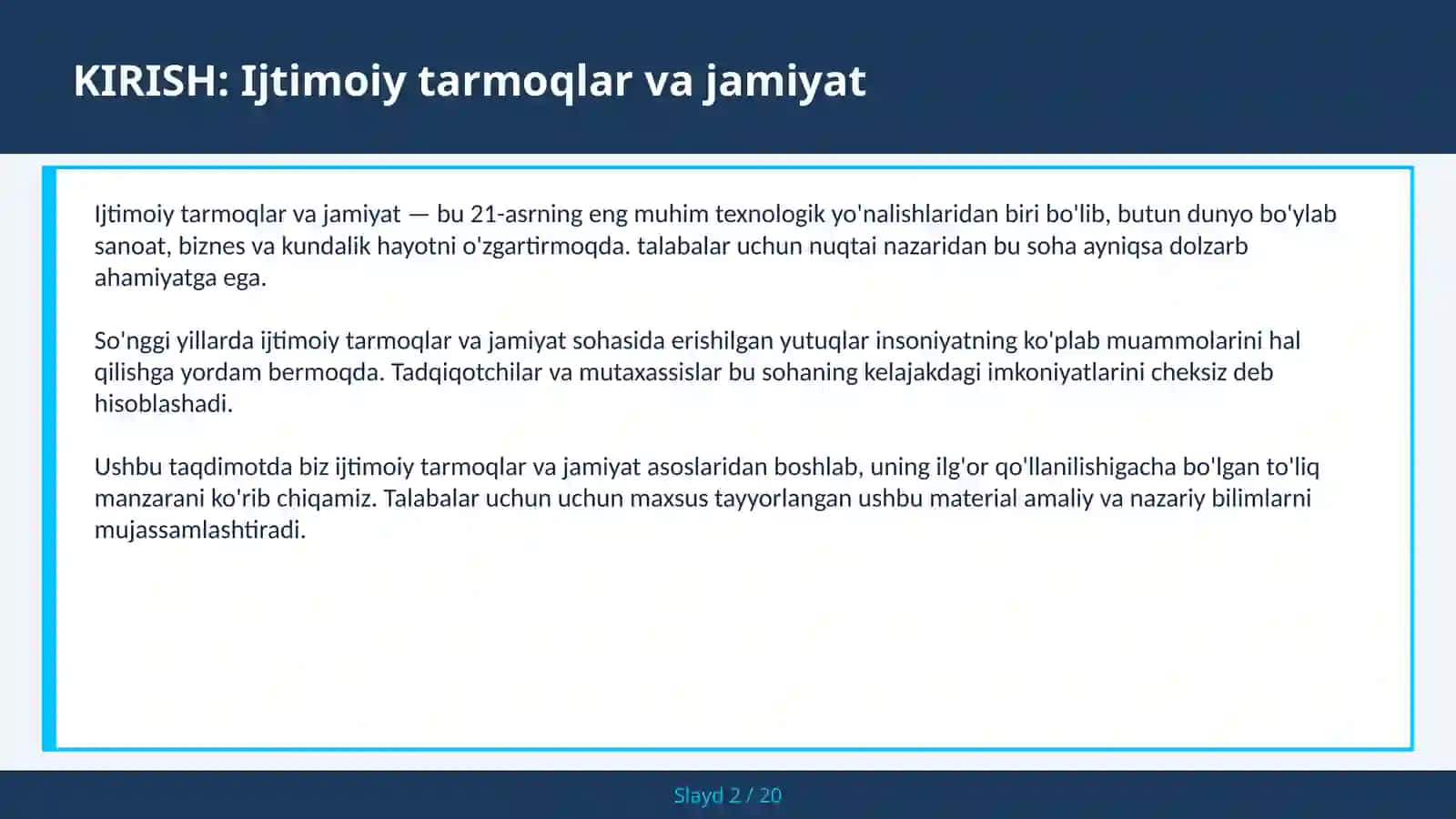 Ijtimoiy tarmoqlar va jamiyat 2