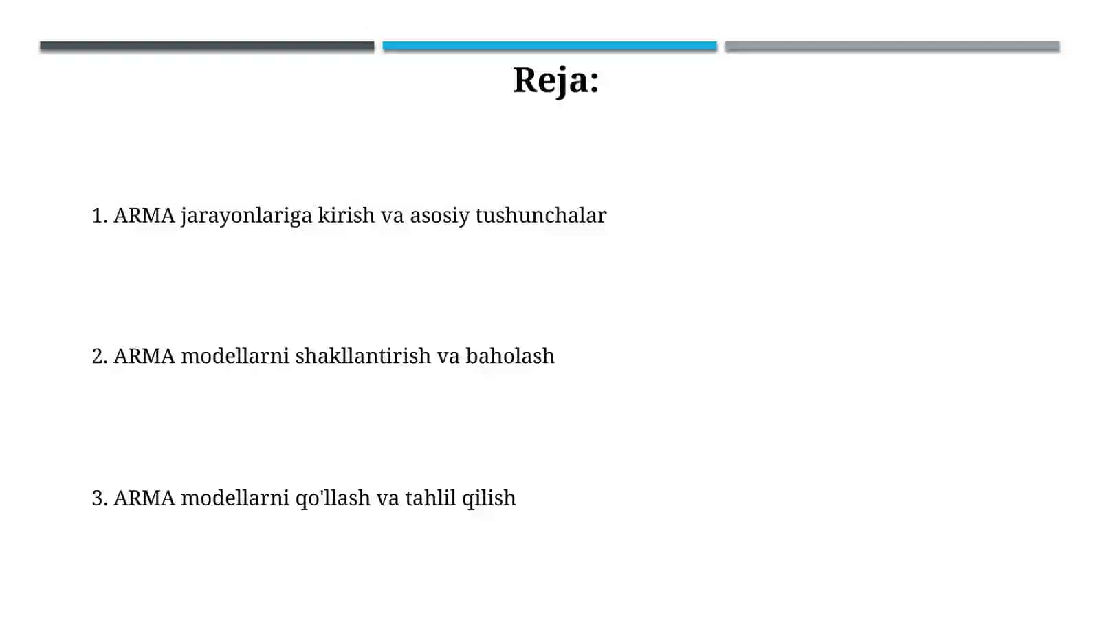 Umumiy avtoregressiv-sirg'aluvchi o'rtacha (ARMA) jarayonlar 2