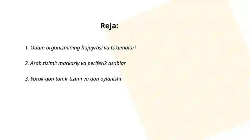 Odam organizmining tuzilishi va salomatligi 2