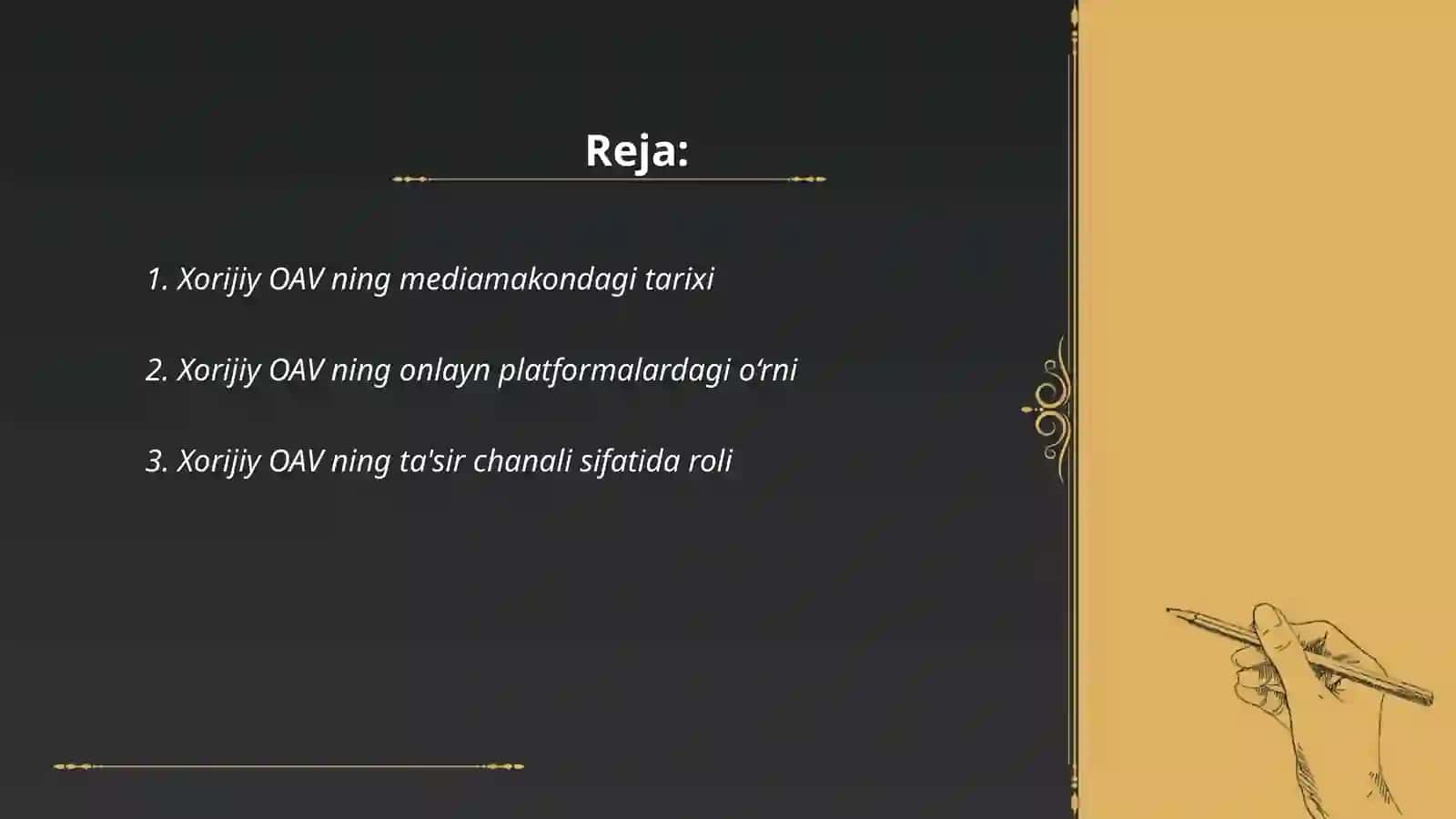 Xorijiy OAV ning mediamakondagi ôrni Abdubannonova Kamolaxon 2