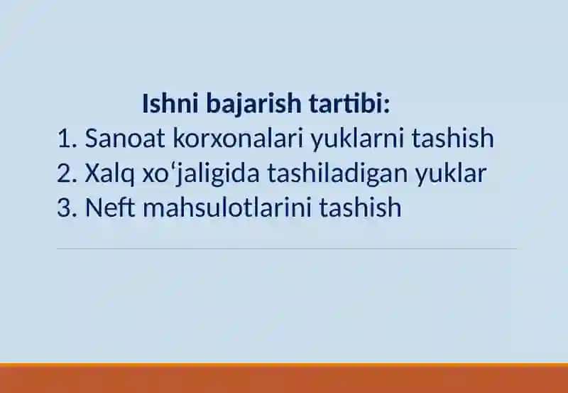 Sanoat korxonalari yuklarini tashish 2