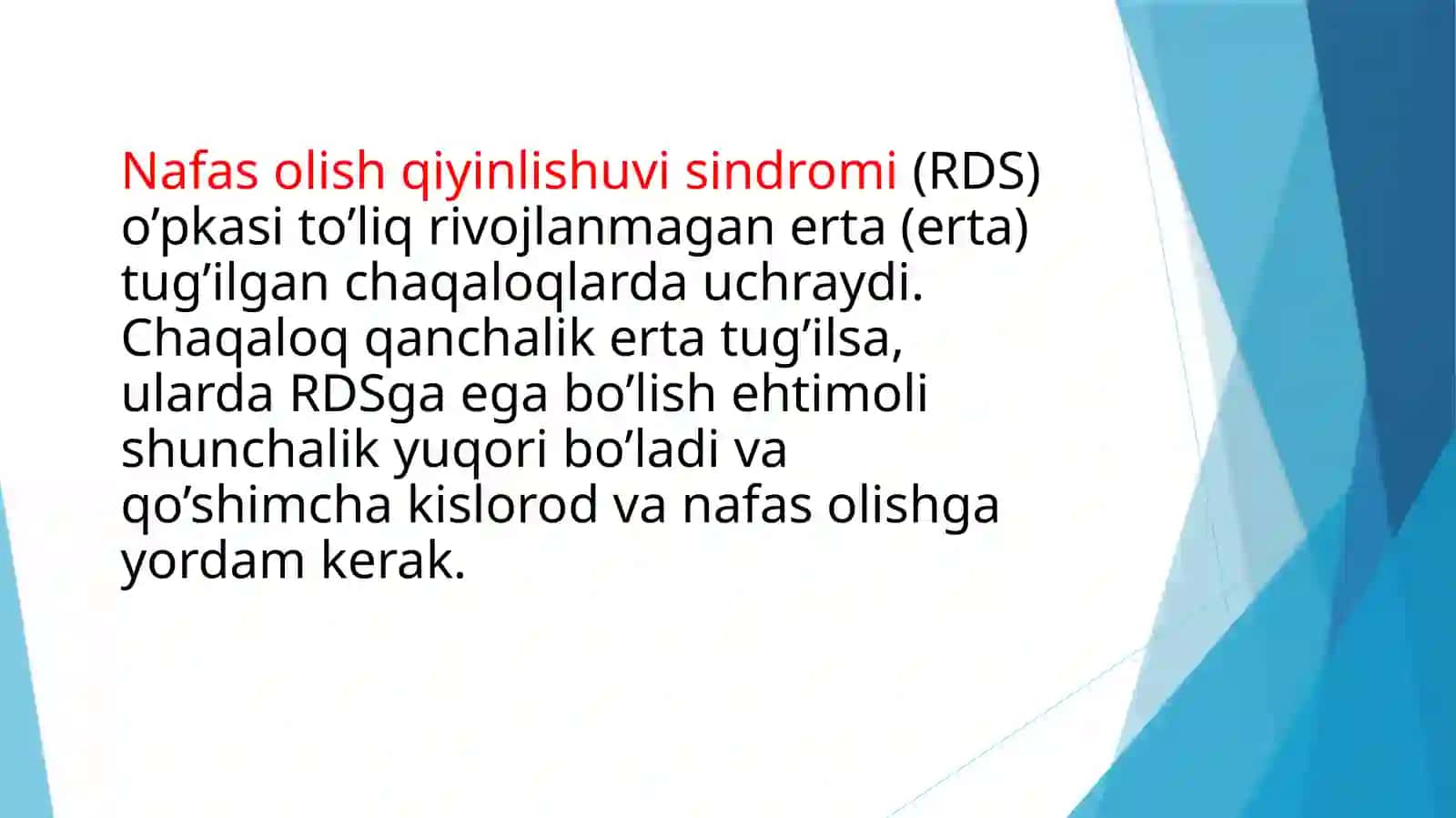 Bolalar kasalliklari propedevtikasi.Respirator distress sindromi 2