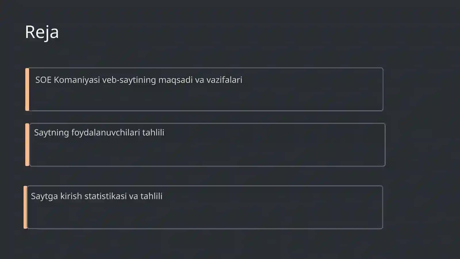 SOE Komaniyasi saytining veb analitik tahlili 2