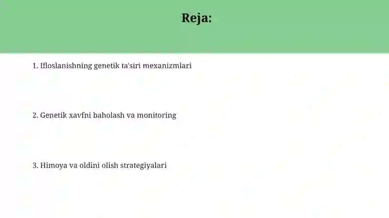 Ifloslanishning genetik xavfi 2