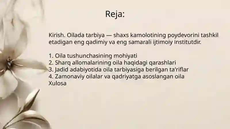 Oilada tarbiya asoslari 2
