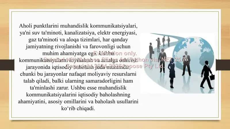 Aholi punktlarini muhandislik kommunikatsiyalari loyihalarini iqtisodiy baholash 2