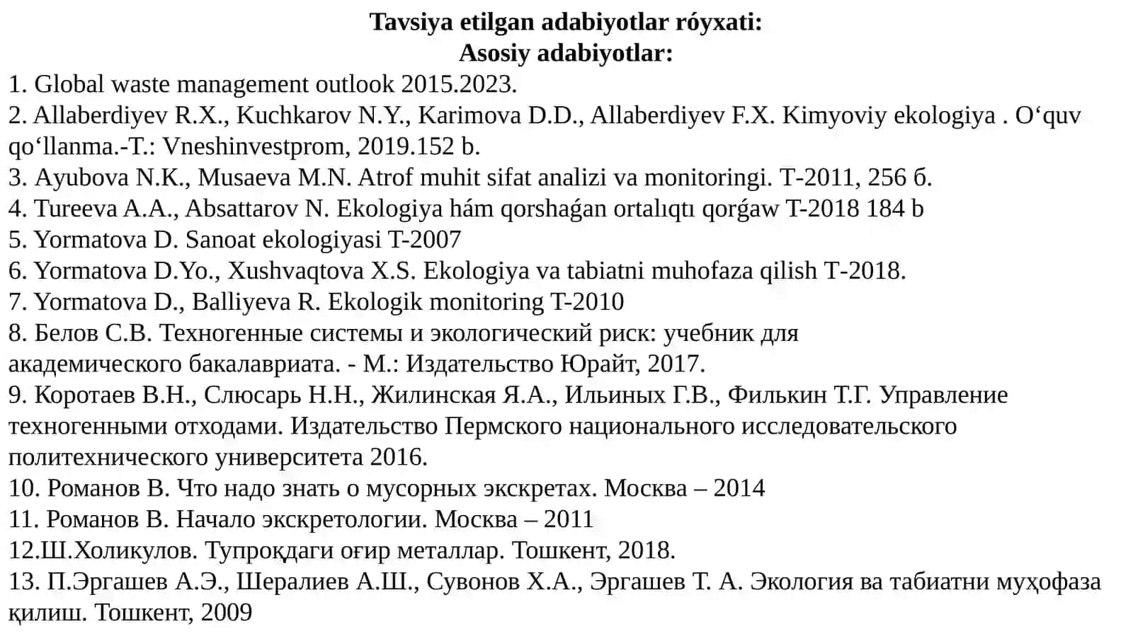 Garbologiya va ekotoksikologiya fani 2