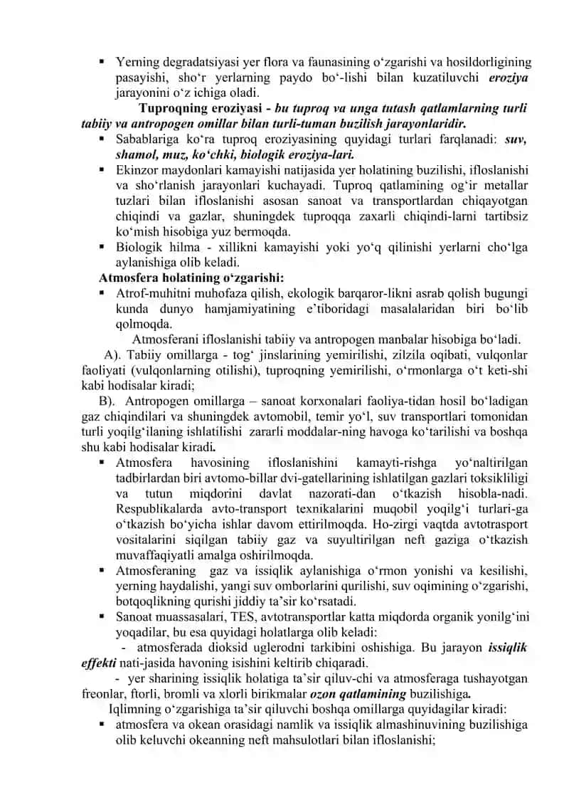 Ekologik tusdagi favqulodda vaziyatlar sodir bo‘lganda zararlanish holatini baholash 2