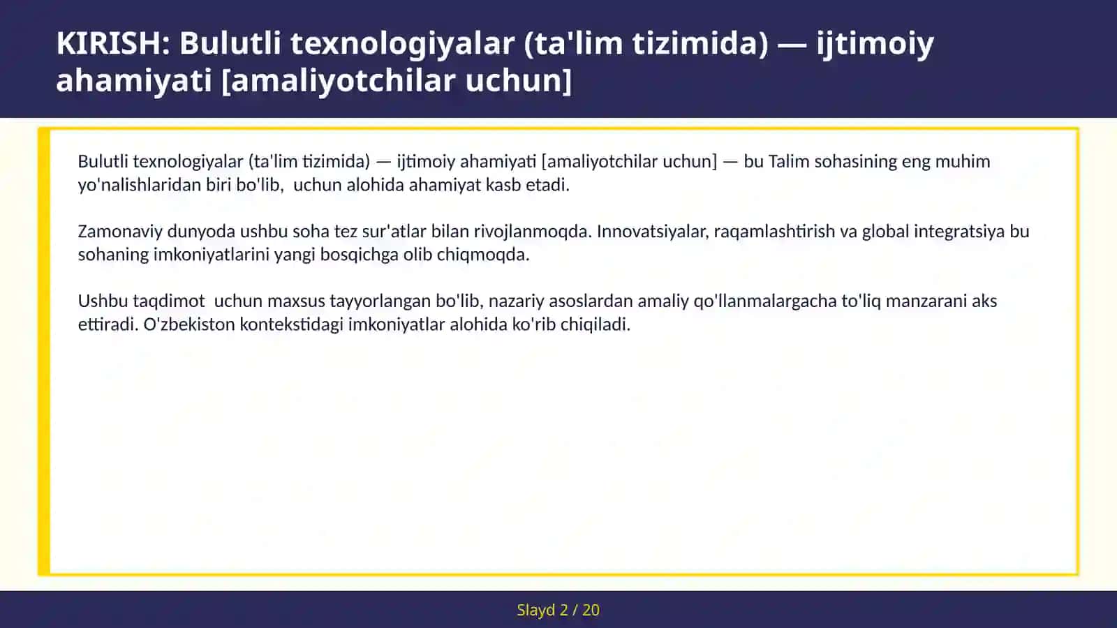 Bulutli Texnologiyalar (Ta'lim Tizimida) — Ijtimoiy Ahamiyati [Amaliyotchilar Uchun] 2