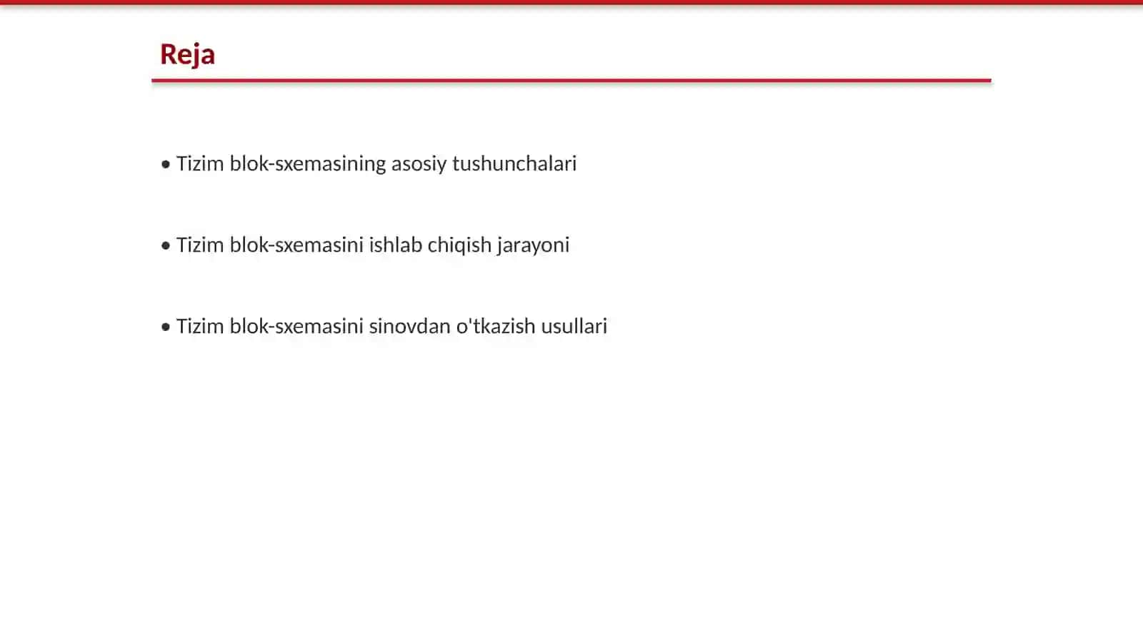 Tizim blok-sxemasi ishlab chiqish va sinovdan oʻtkazish 2
