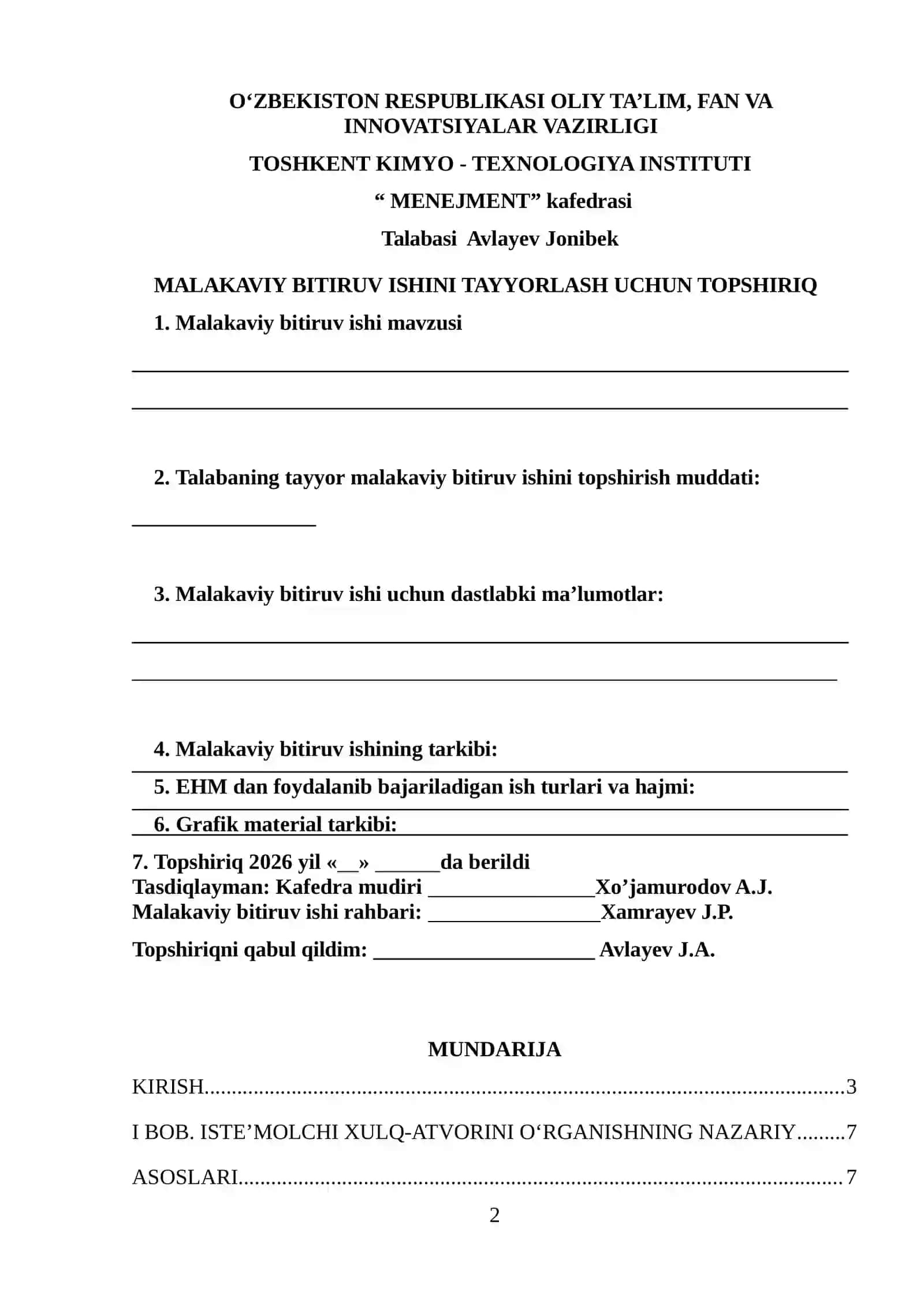 ISTE`MOLCHILARNI XULQ ATVORINI O‘RGANISH ASOSIDA MARKETING QARORLARINI QABUL QILISH 2