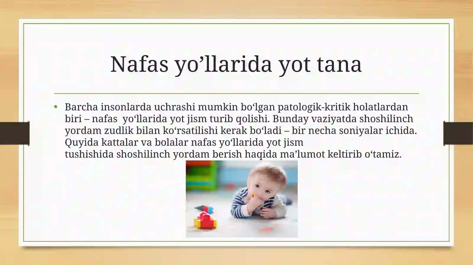 Nafas yo’llarida yot tana. Shoshilinch tibbiy yordam algoritmi 2