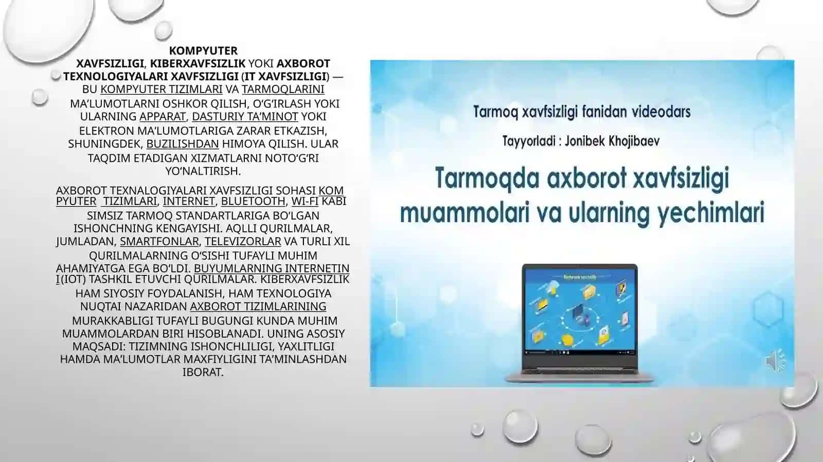BLOKCHEYNDA TARMOQ XAVFSIZLIGI MASALALARI 2