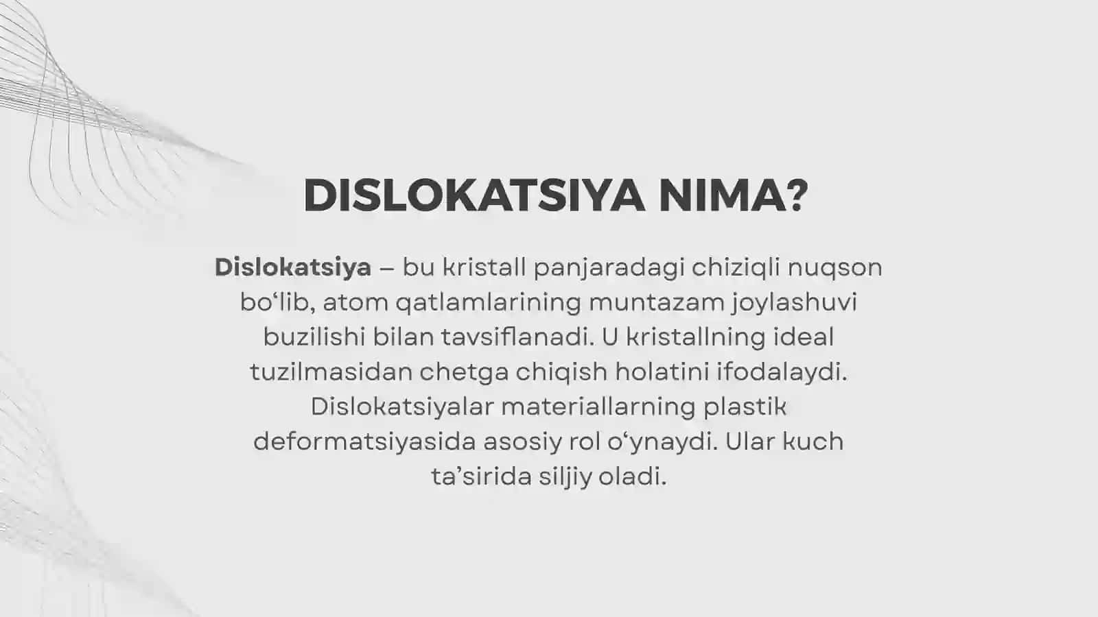 KRISTALL PANJARALARDA DISLOKATSIYALAR VA ULARNING XOSSALARI 2