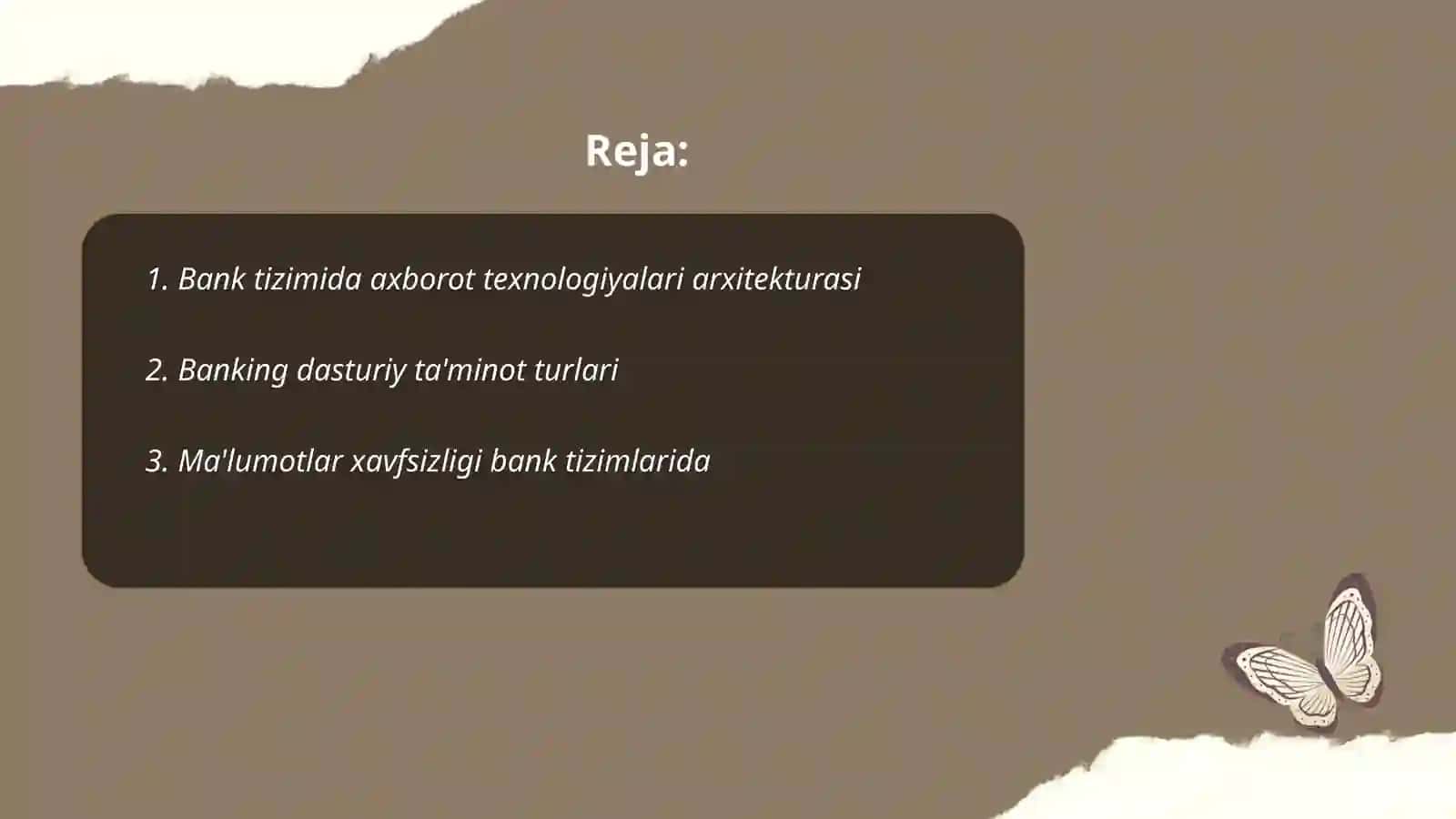 Bank tizimida axborot texnologiyalarining dasturiy ta'minoti 2