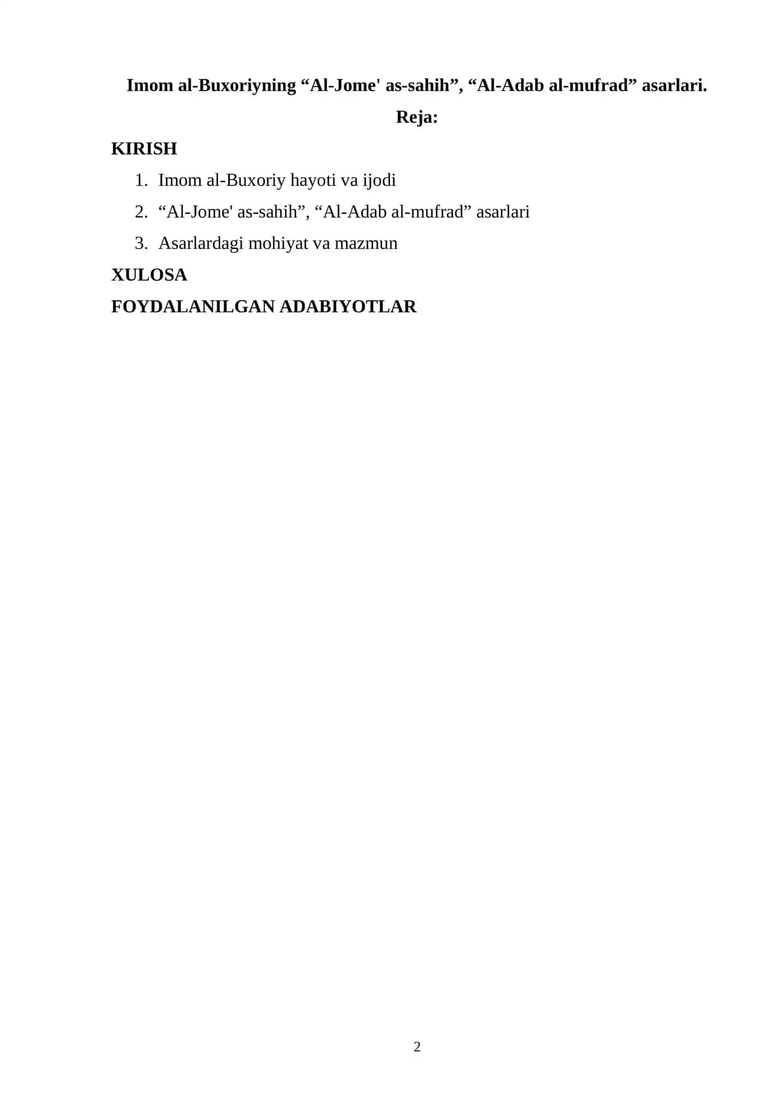 “Al-Jomе' as-sahih”, “Al-Adab al-mufrad” asarlari 2