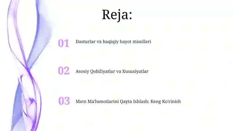 Matnli maʼlumotlarni qayta ishlash dasturlarining imkoniyatlari 2