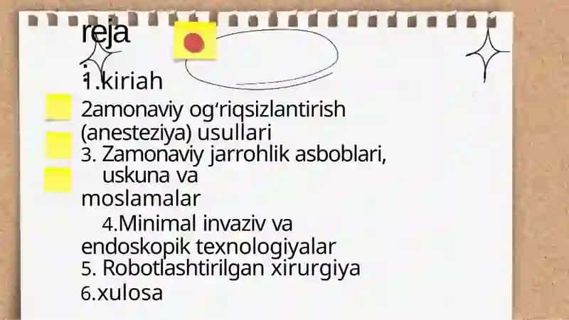 Zamonaviy og‘riqsizIantirish usullari. Zamonaviy xirurgik asbob, uskuna va moslamalar. Robotlashtirilgan xirurgiya amaliyoti 2