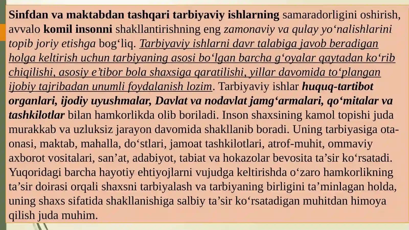 Sinfdan va maktabdan tashqari tarbiyaviy ishlarni rejalashtirish metodikasi(amaliymashg`ulot) 2