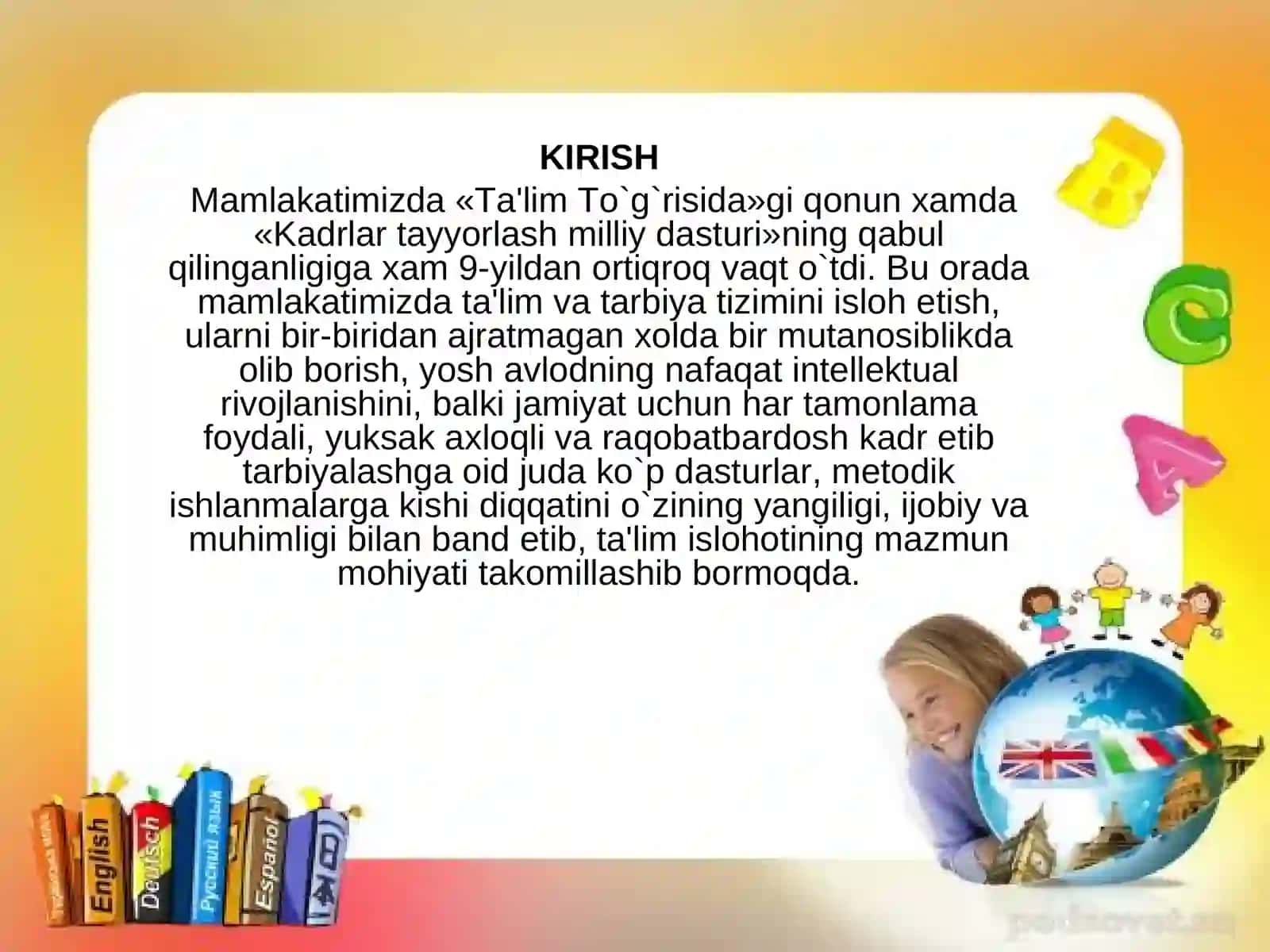 Boshlang’ich sinflarda tekshiruv diktantiva uni tashkil etish metodikasi 2