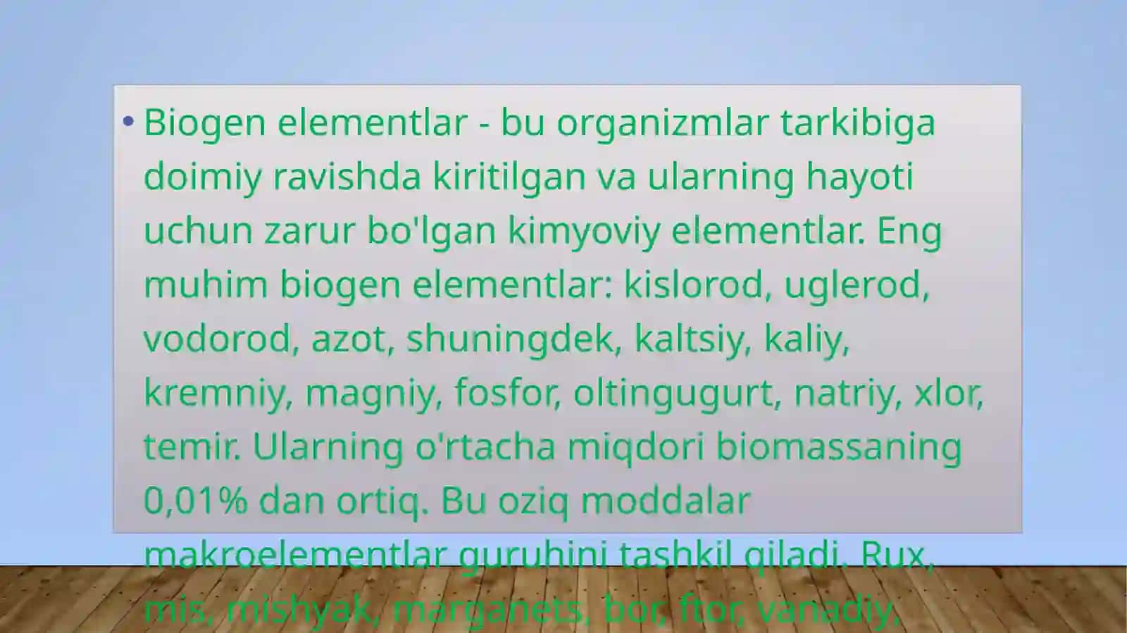 Biofaol  elementlar va ularning organizmdagi ahamiyati 2