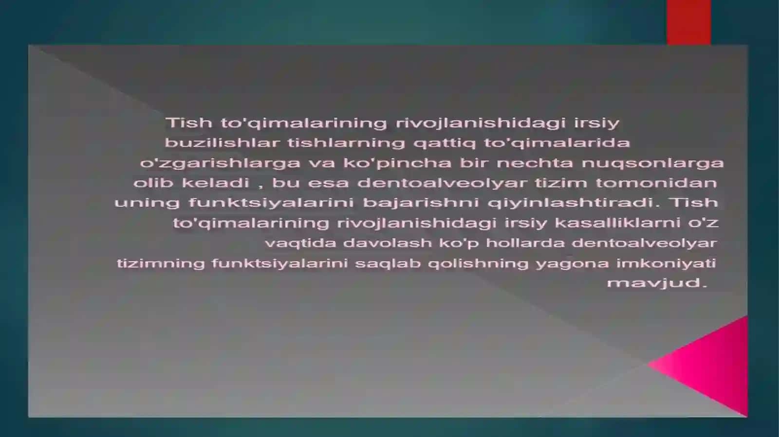 Tishqattiq to'qimasining nasliy kasalliklari 2