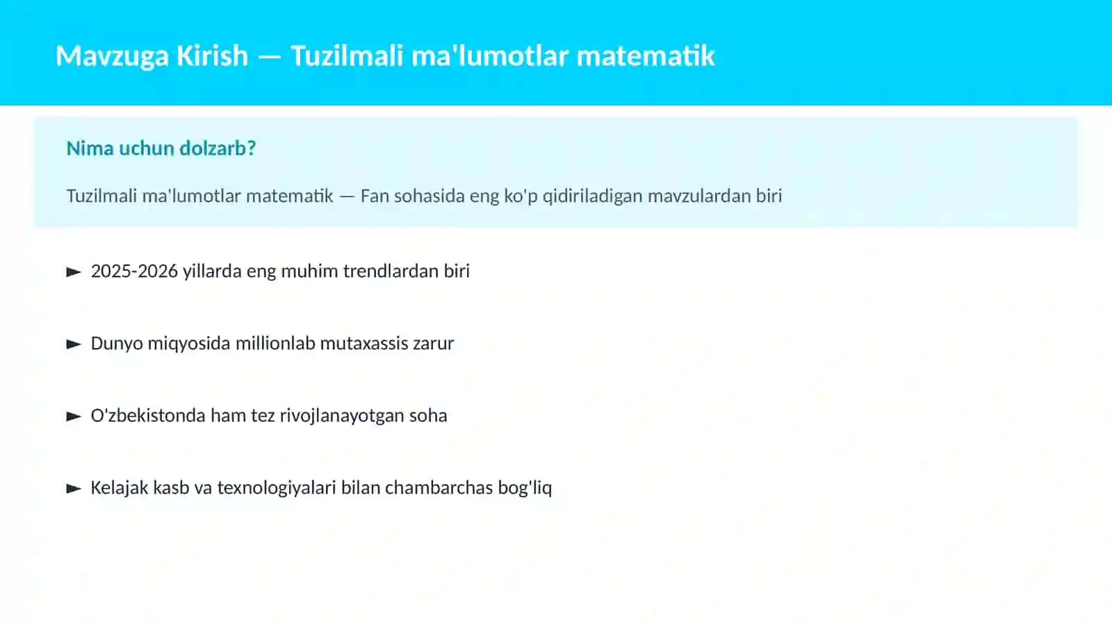 Tuzilmali ma'lumotlar matematik 2