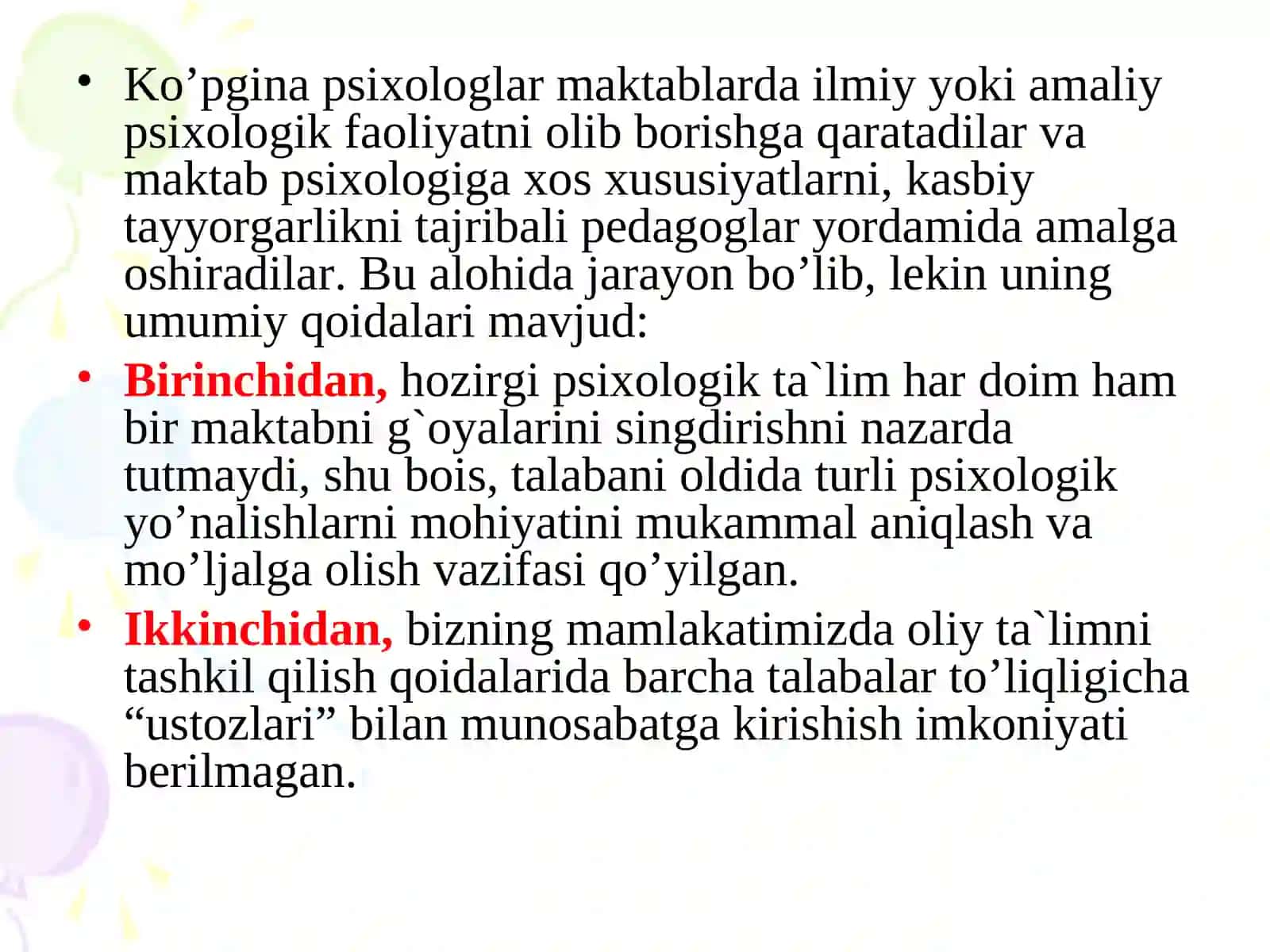 PSIXOLOG MUTAXASSISNING RIVOJLANISHI VAO’ZINI O’ZI RIVOJLANTIRISH MUAMMOSI 2