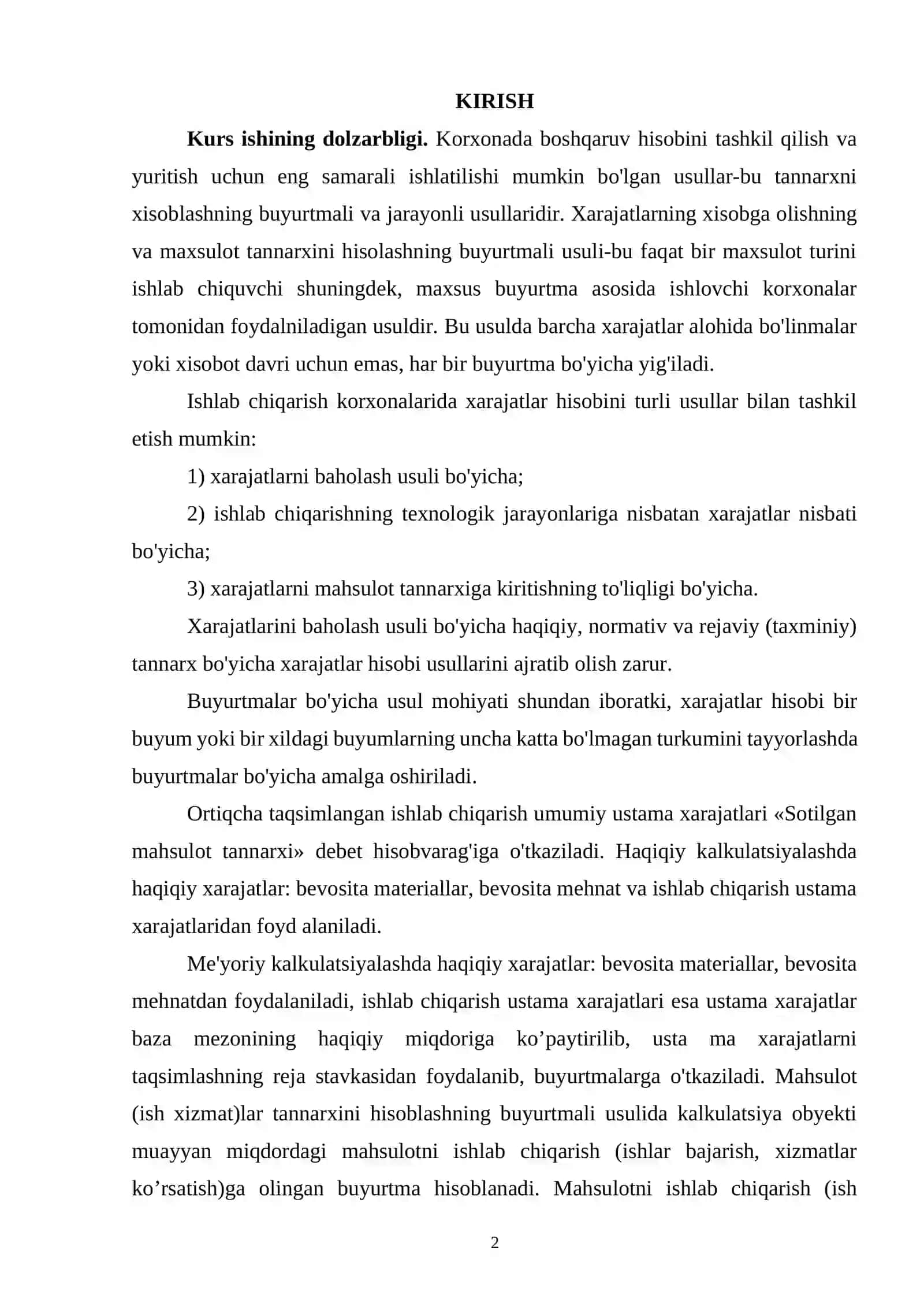 Ishlab chiqarish xarajatlarining kalkulyatsiya moddalari bo'yicha tahlil 2