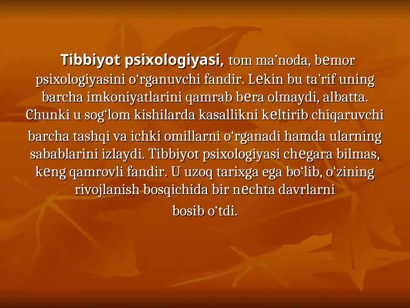 TIBBIYOT PSIXOLOGIYASIGA KIRISH 2