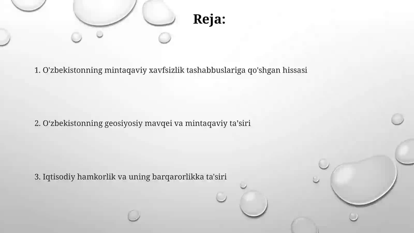 O‘zbekistonning Markaziy Osiyoda tinchlik va barqarorlikni ta’minlashdagi o‘rni 2
