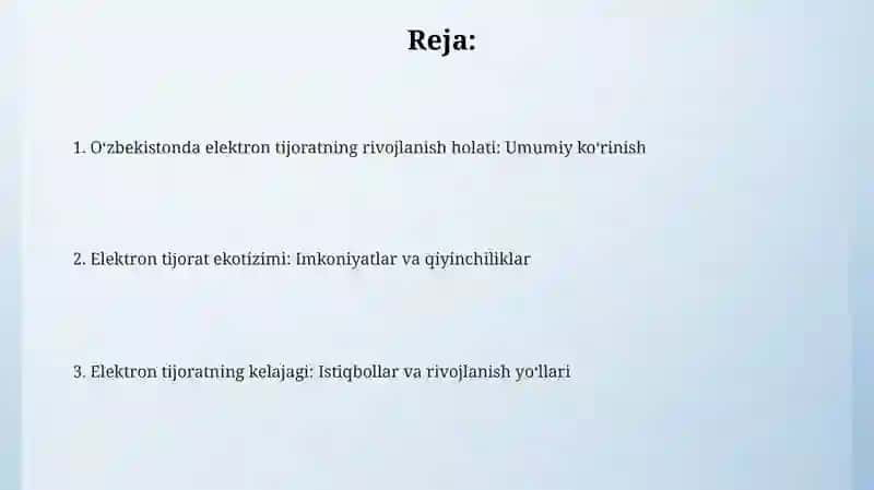 O'zbekiston Respublikasi elektron tijoratning rivojlanish holati 2