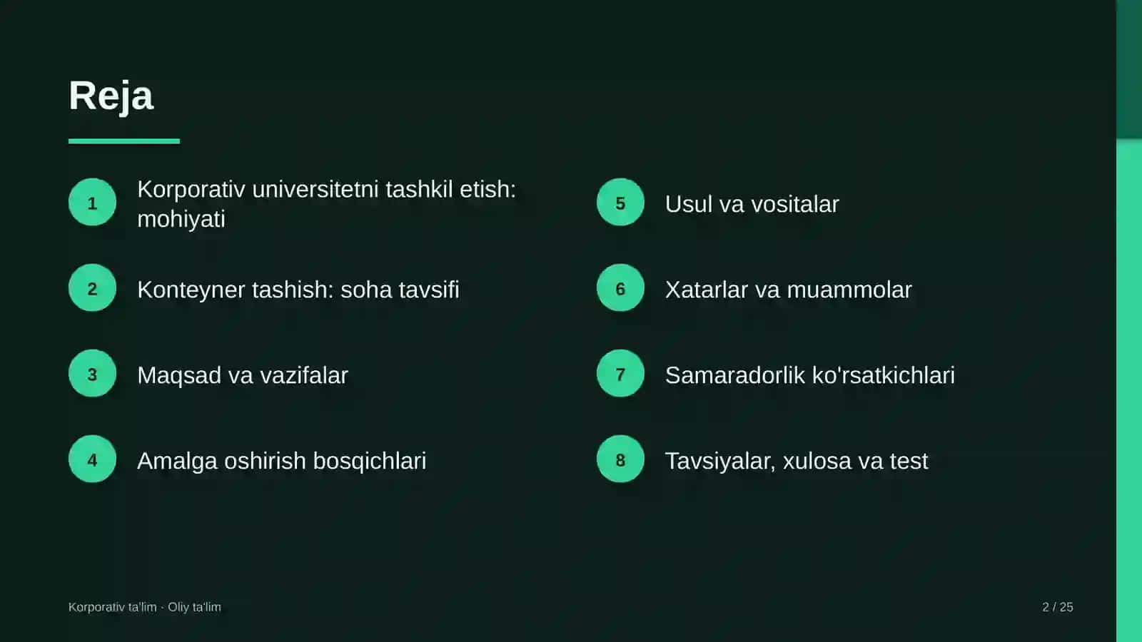 Konteyner tashishda korporativ universitetni tashkil etish 2