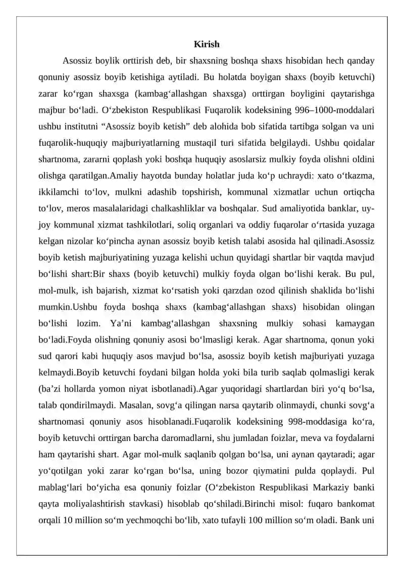 Asossiz boylik orttirish oqibatida kelib chiqadigan majburiyatlar 2