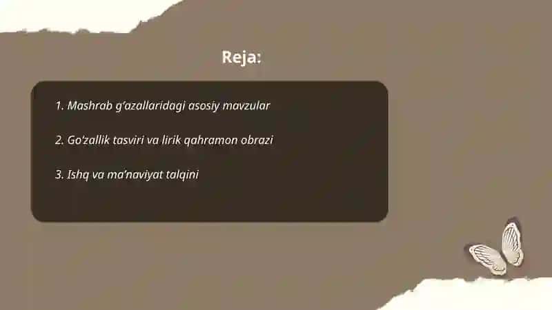 Mashrab gʻazallari 2