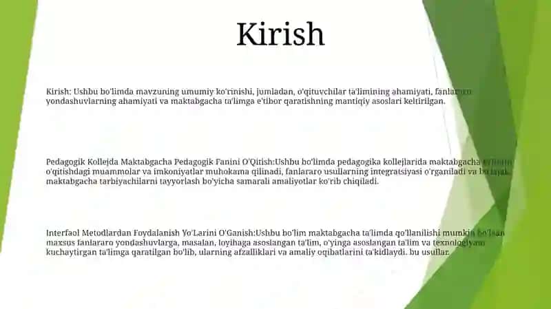 Pedagogik Kollejda Maktabgacha Pedagogik Fanini O'Qitish Interfaol Metodlardan Foydalanish Yo'Larini O'Ganish 2