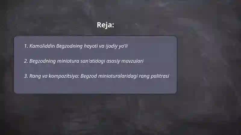 Kamoliddin Begzod sanati minatura sanat 2