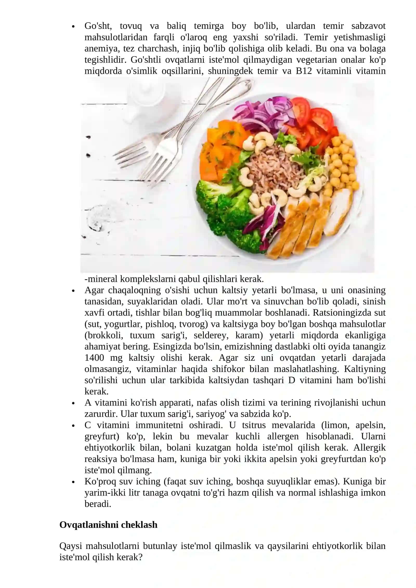 Homilador va emizikli ayollar ovqatlanishi 2