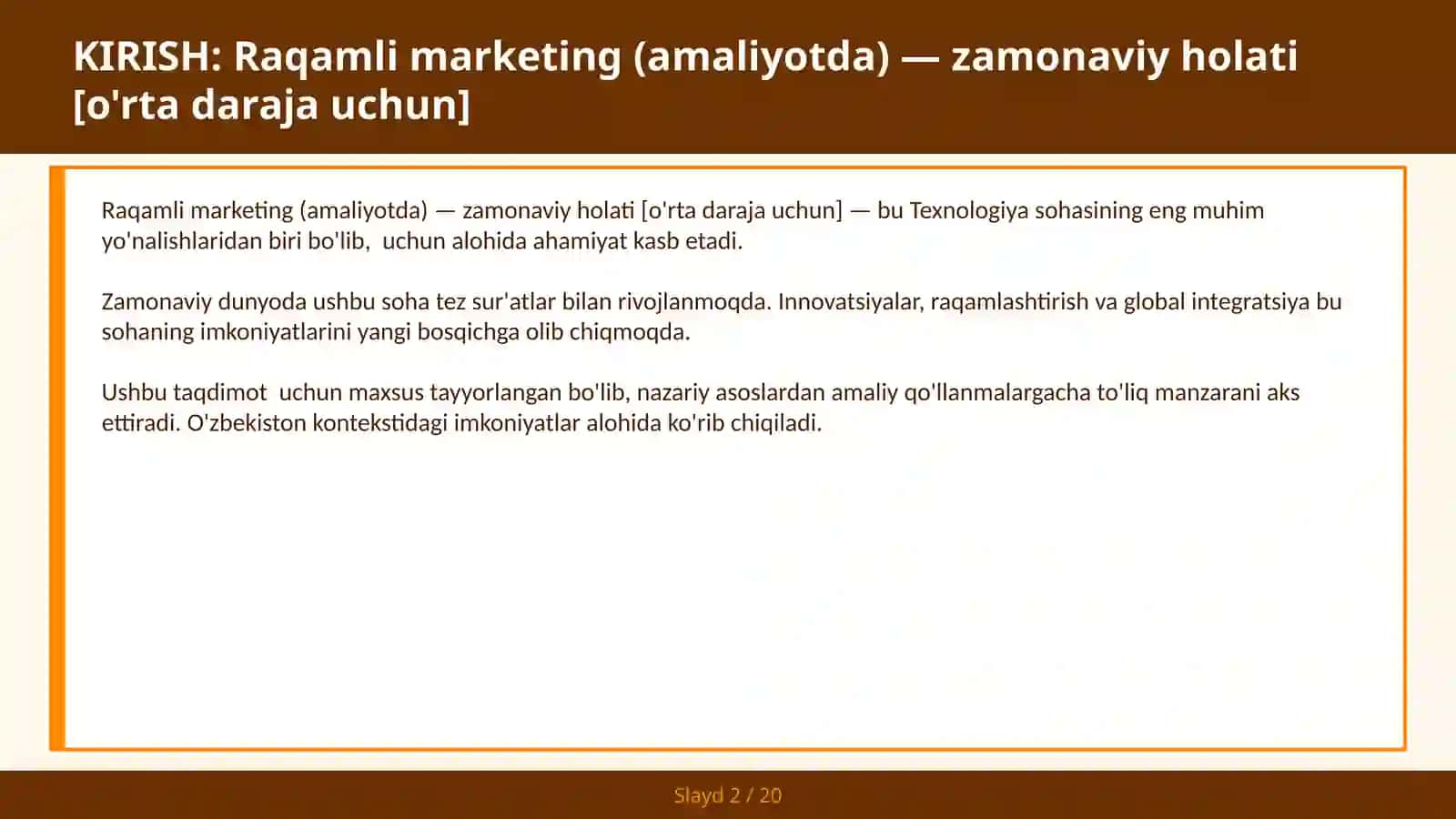 Raqamli marketing (amaliyotda) — zamonaviy holati [o'rta daraja uchun] 2