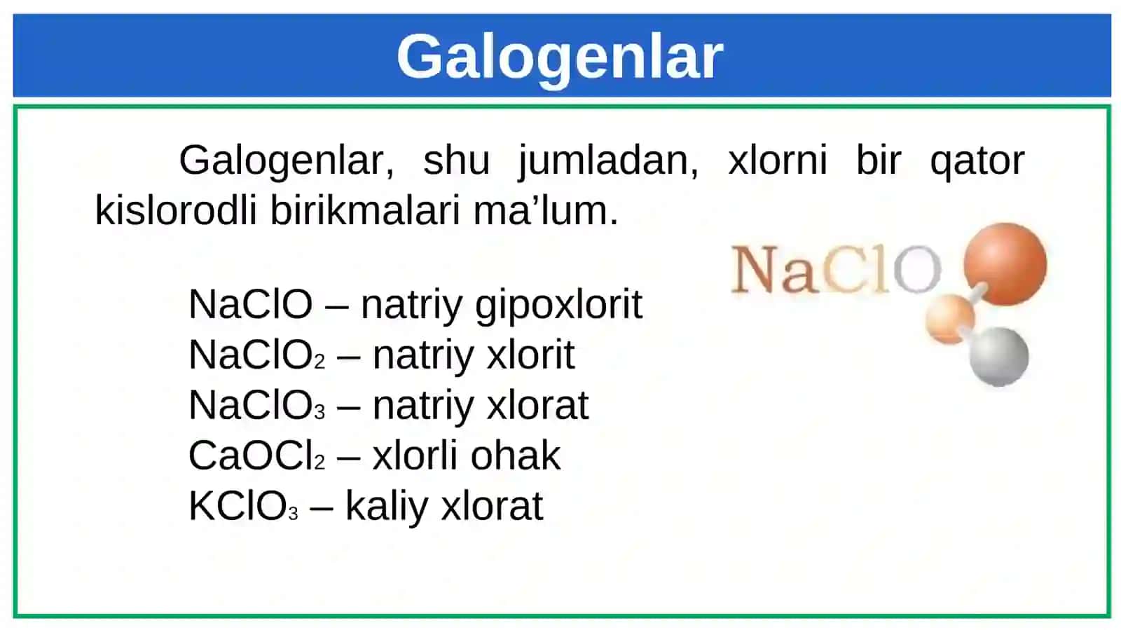 Xloridning kislorodli birikmalari 2