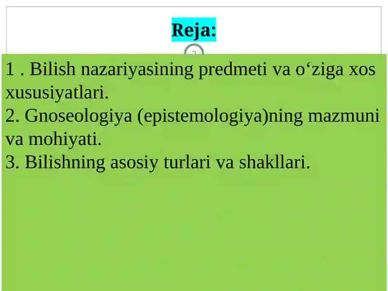 BILISH FALSAFASI 2