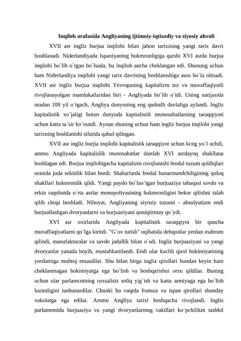 XVII asr Ingliz burjua inqilobi 2