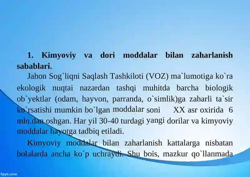 ISHCHI ZONASI HAVOSINING KIMYOVIY MODDALARBILAN ZAHARLANISH 2